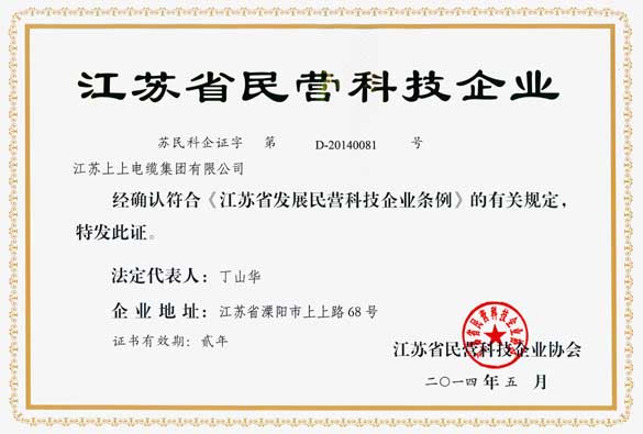 和记娱乐被评为“江苏省民营科技企业”