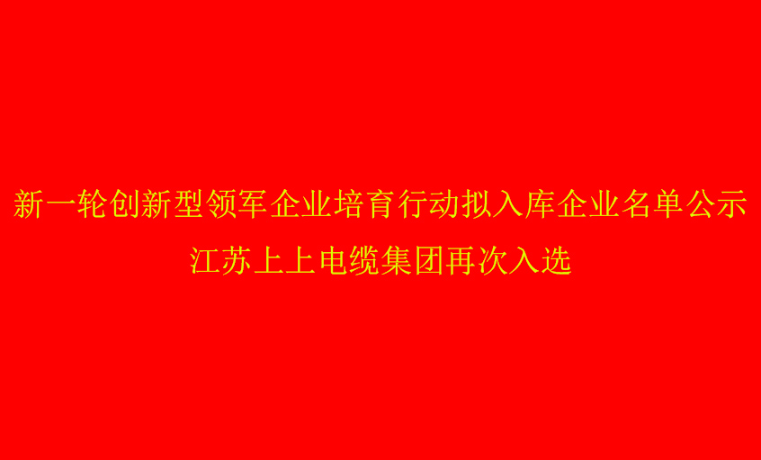 和记娱乐电缆再次入选省立异型领军企业培育名单